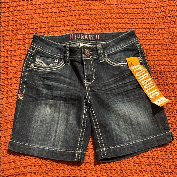 Lola Blue Jean Shorts with Distressed Finish - Picture 1 of 14